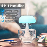 Mushroom-shaped Jellyfish Ultrasonic Raindrop Humidifier with color-changing light and diffuser